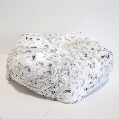 Snow Leopard Luxe Pouf Cat Bed