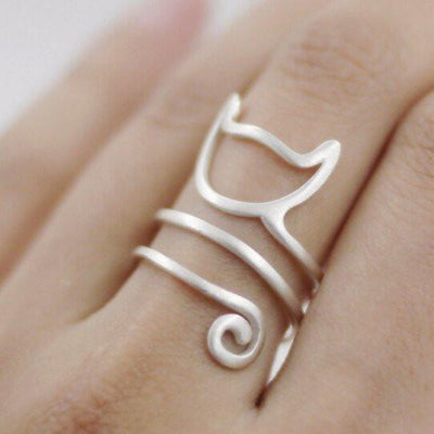 Sterling Silver Spiral Cat Ring By Meowingtons