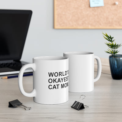 World's Okayest Cat Mom Mug