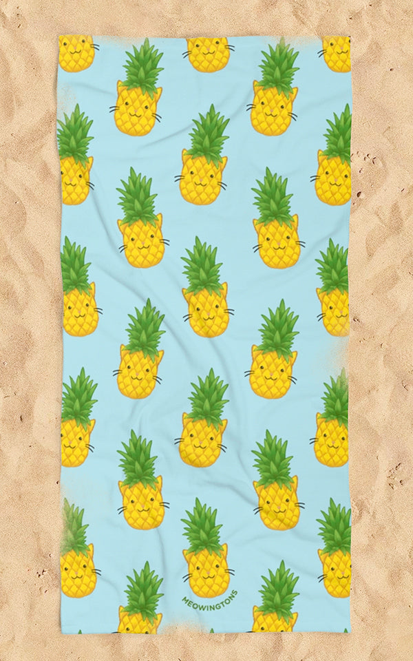 Pineapple Cats Beach Towel