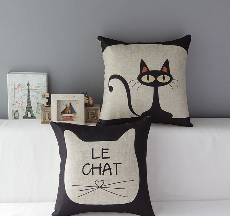 Le Chat Toss Pillow Case - Cat Themed by Meowingtons