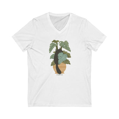 Tropical Jungle Cats & Plants Jersey V-Neck Tee