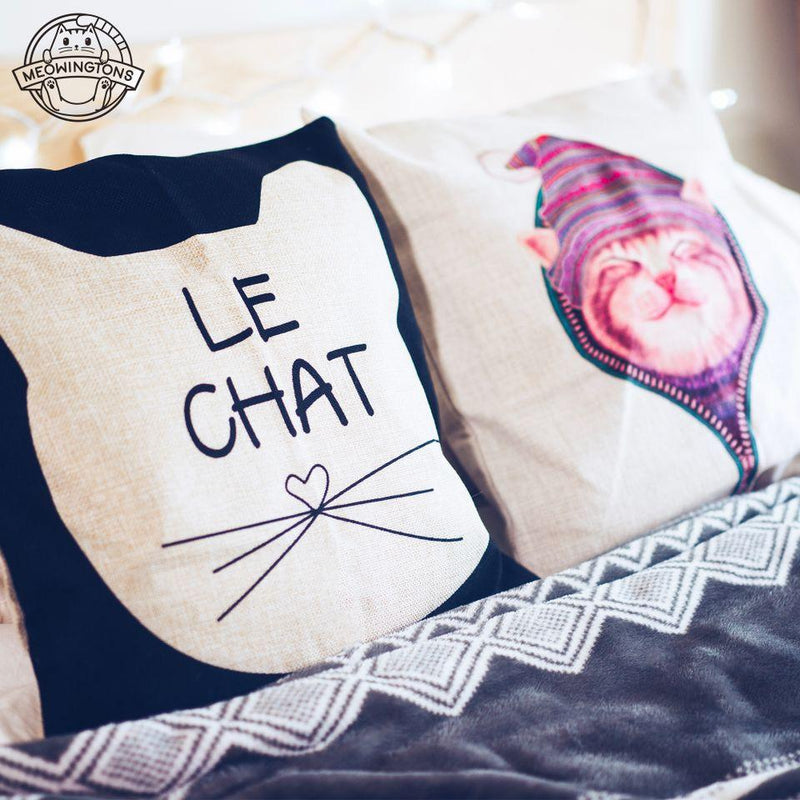Le Chat Toss Pillow Case - Cat Themed by Meowingtons