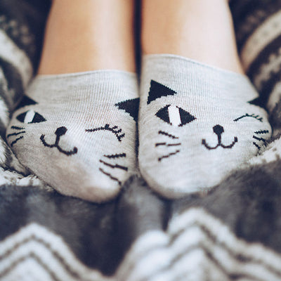 Winking Cat Liner Socks