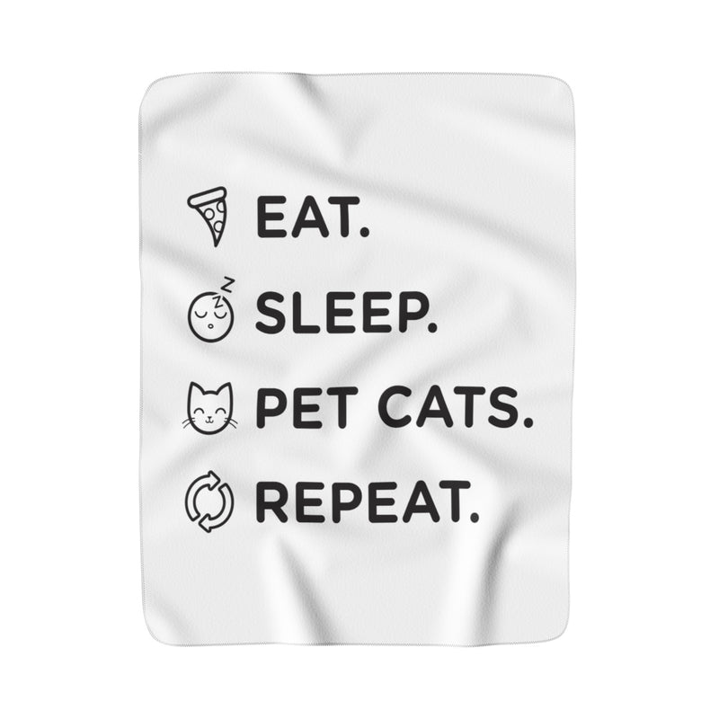 Eat, Sleep & Pet Cats Sherpa Blanket