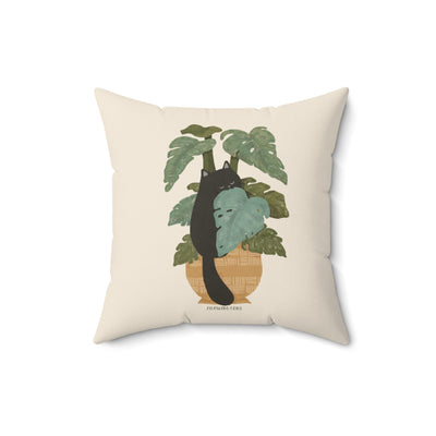 Tropical Jungle Cats & Plants Throw Pillow Cover
