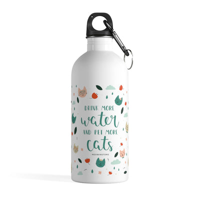 Drink More Water, Pet More Cats Water Bottle