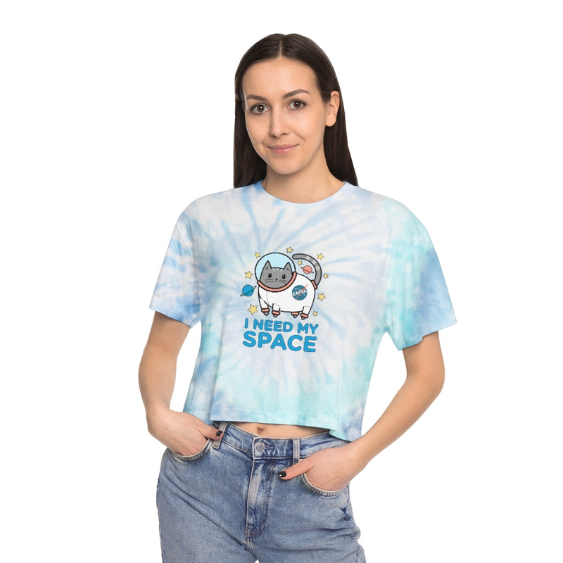I Need My Space Tie-Dye Cat Crop Top