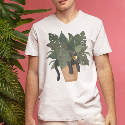 Jungle Cats & Plants Jersey V-Neck T-Shirt