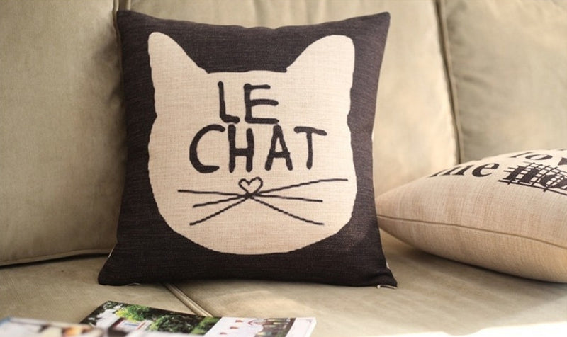 Le Chat Toss Pillow Case - Cat Themed by Meowingtons