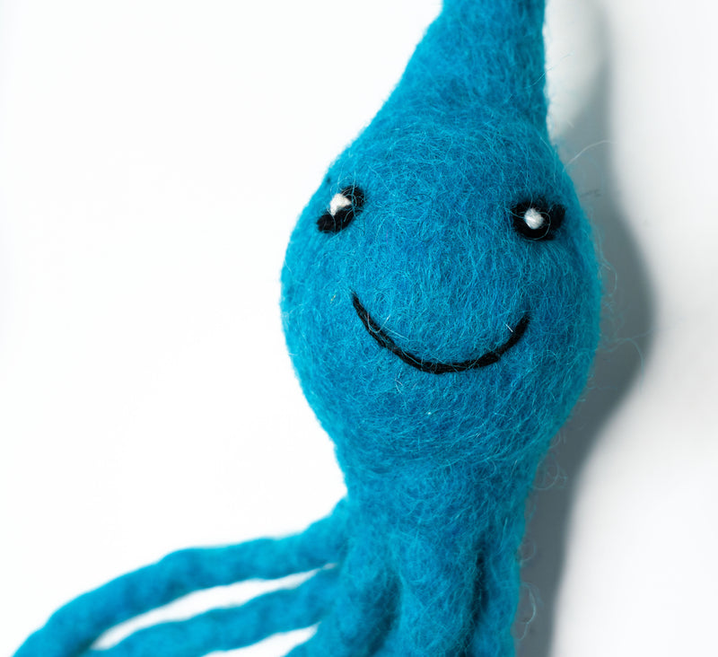 Organic Wool Sea Monster Rattle Teaser Cat Toy