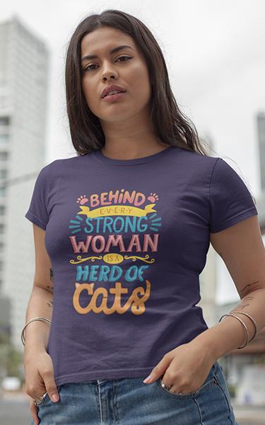 Strong Woman Cat T-Shirt