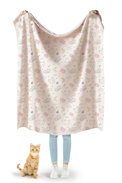 Sweet Dreams Cat Sherpa Blanket
